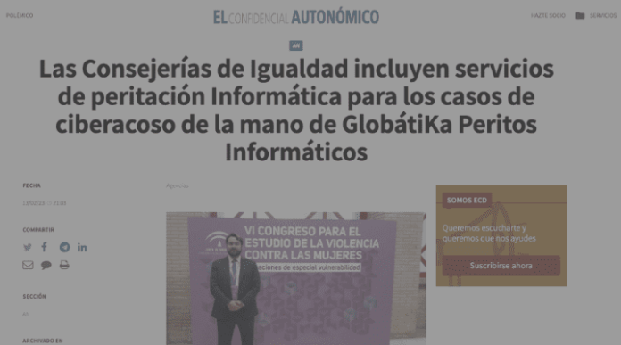 Las Consejerías de Igualdad incluyen servicios de peritación Informática para los casos de ciberacoso de la mano de GlobátiKa Peritos Informáticos