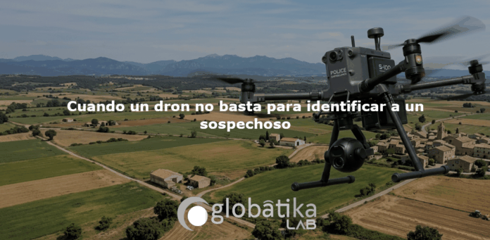 Imagen de dron sobrevolando el campo